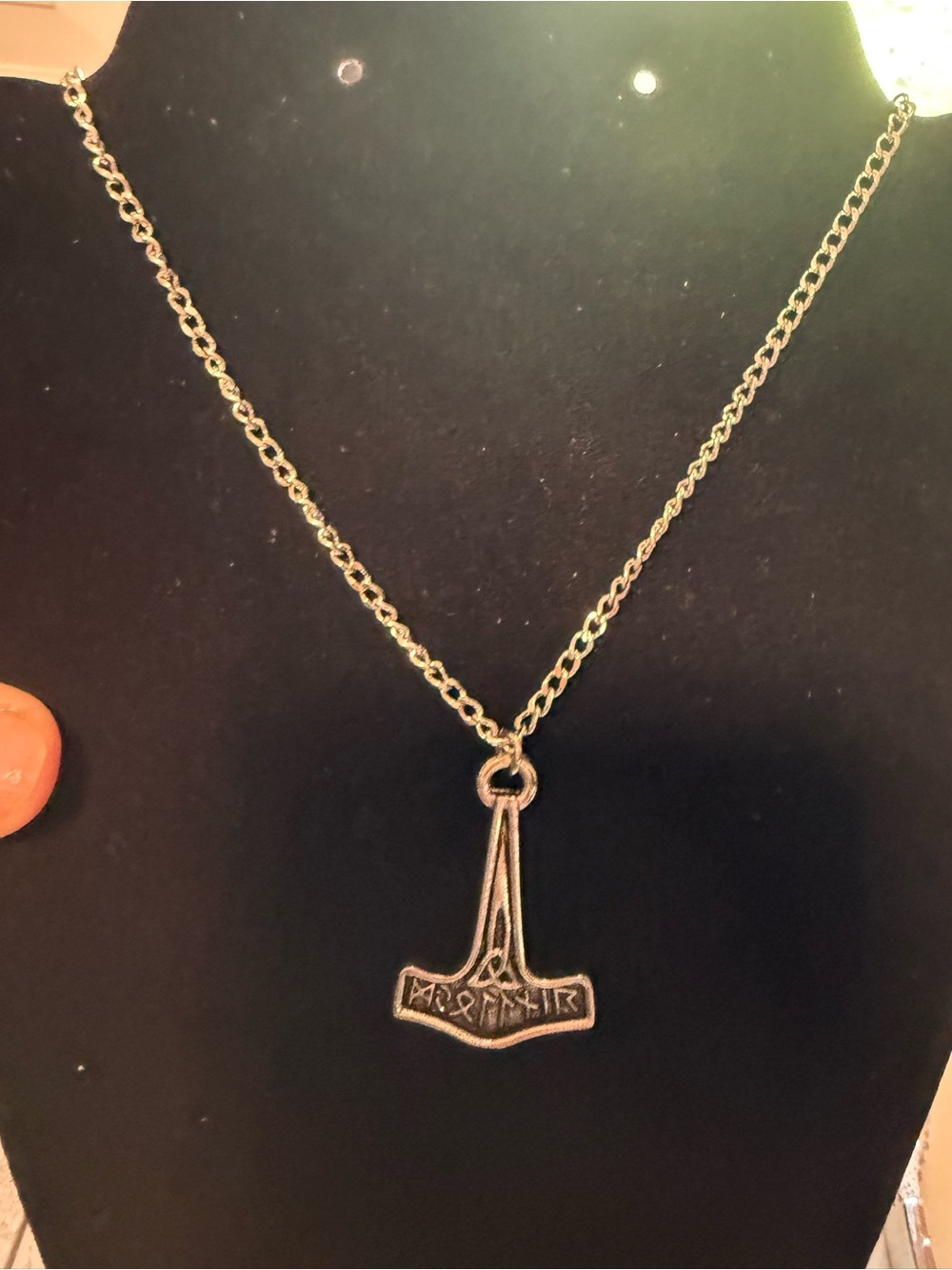 Thor's Hammer Pendant Necklace Mjölnir- Silver Tone - Vintage